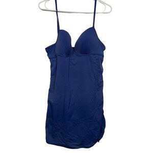 Spanx Asset Blue Body Sculpting One Piece Swim Dress